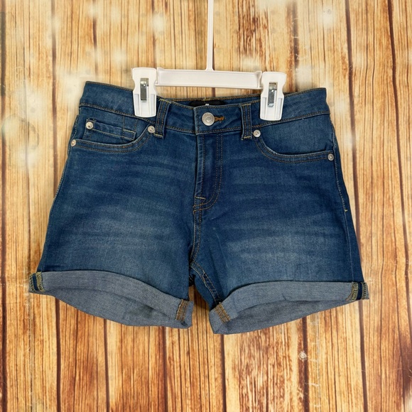 7 For All Mankind Women’s Denim Rolled Cuff Navy Jean Shorts Size 14 - Picture 1 of 7